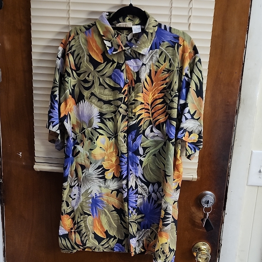 Jordache Multicolor Tropical Print Casual Button Down Shirt